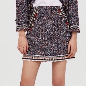 Zara Multicolor Tweed Pencil Skirt